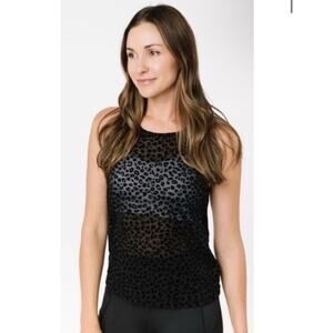 Zyia Activewear Black Leopard Mesh Tank Top XS